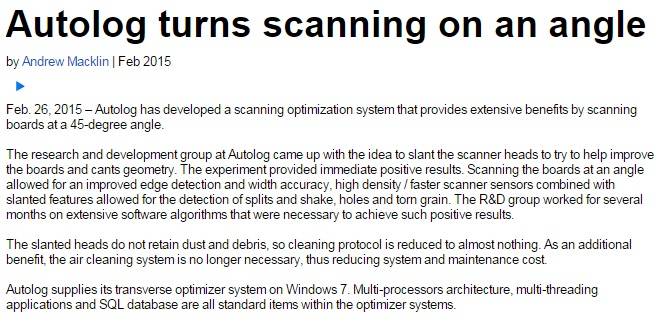 Autolog turns scanning on an angle